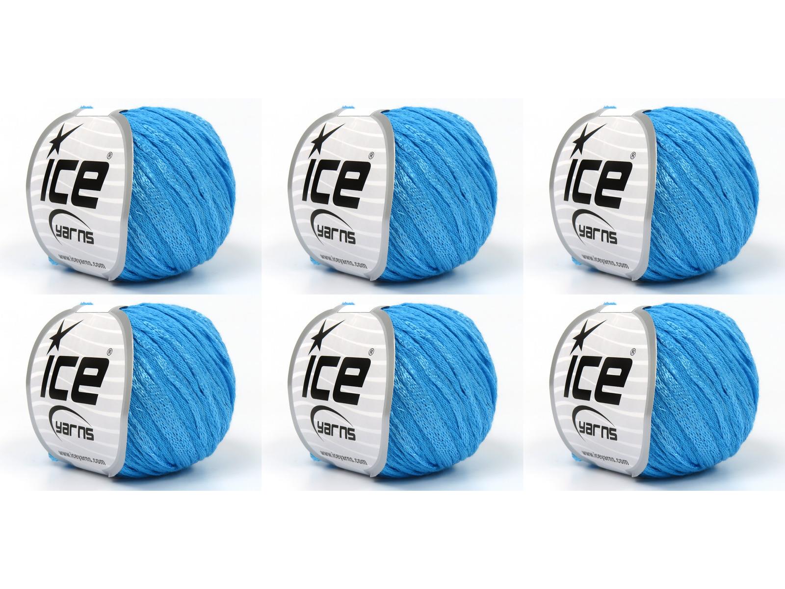 Lot of 6 Skeins Ice Yarns SUMMERTIME (80% Cotton 20% Viscose) Yarn Turquoise