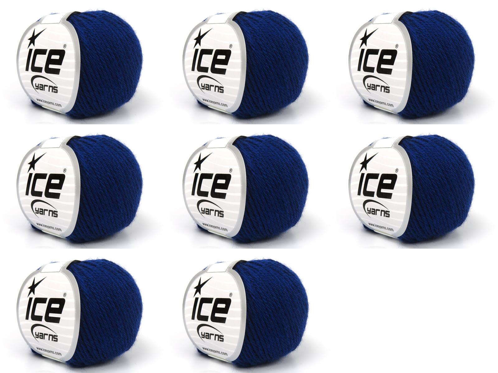 Lot of 8 Skeins Ice Yarns LANA MOR BIDA (40% Wool) Hand Knitting Yarn Navy