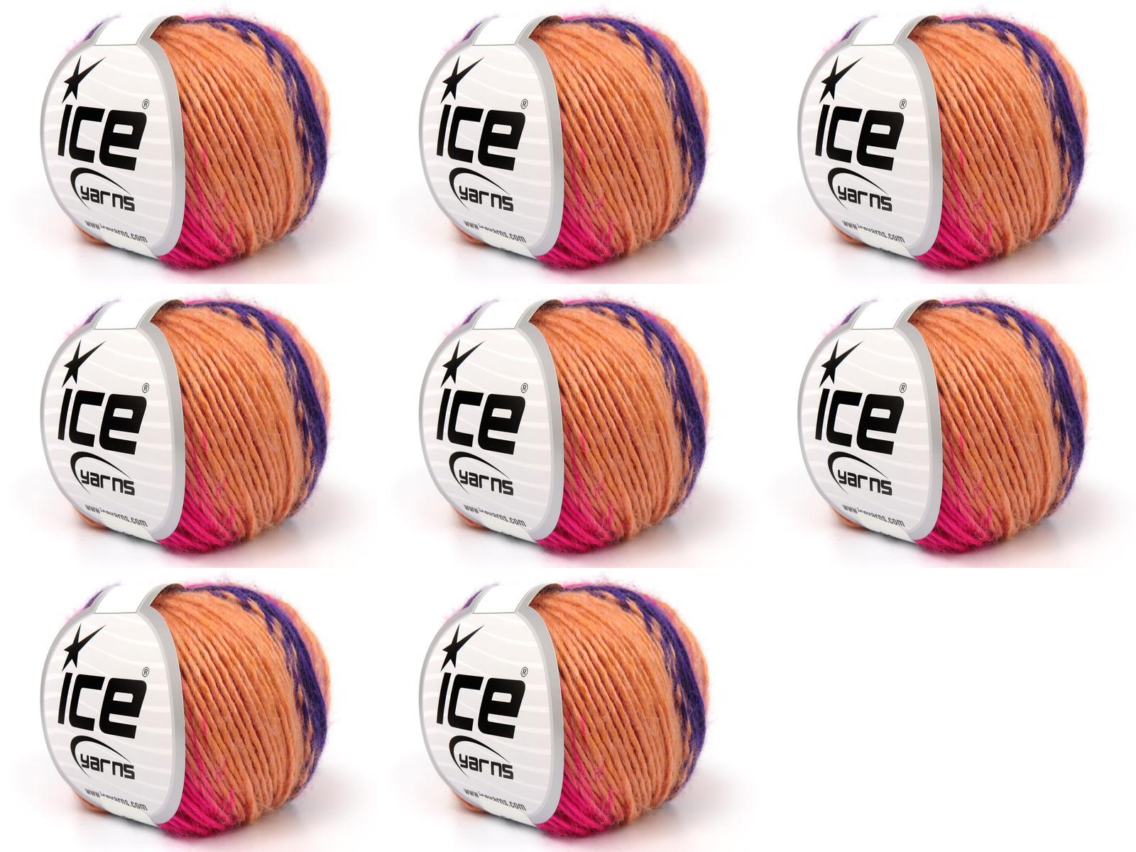 Lot of 8 Skeins Ice Yarns PANORAMA Yarn Purple Burgundy Pink Light Salmon