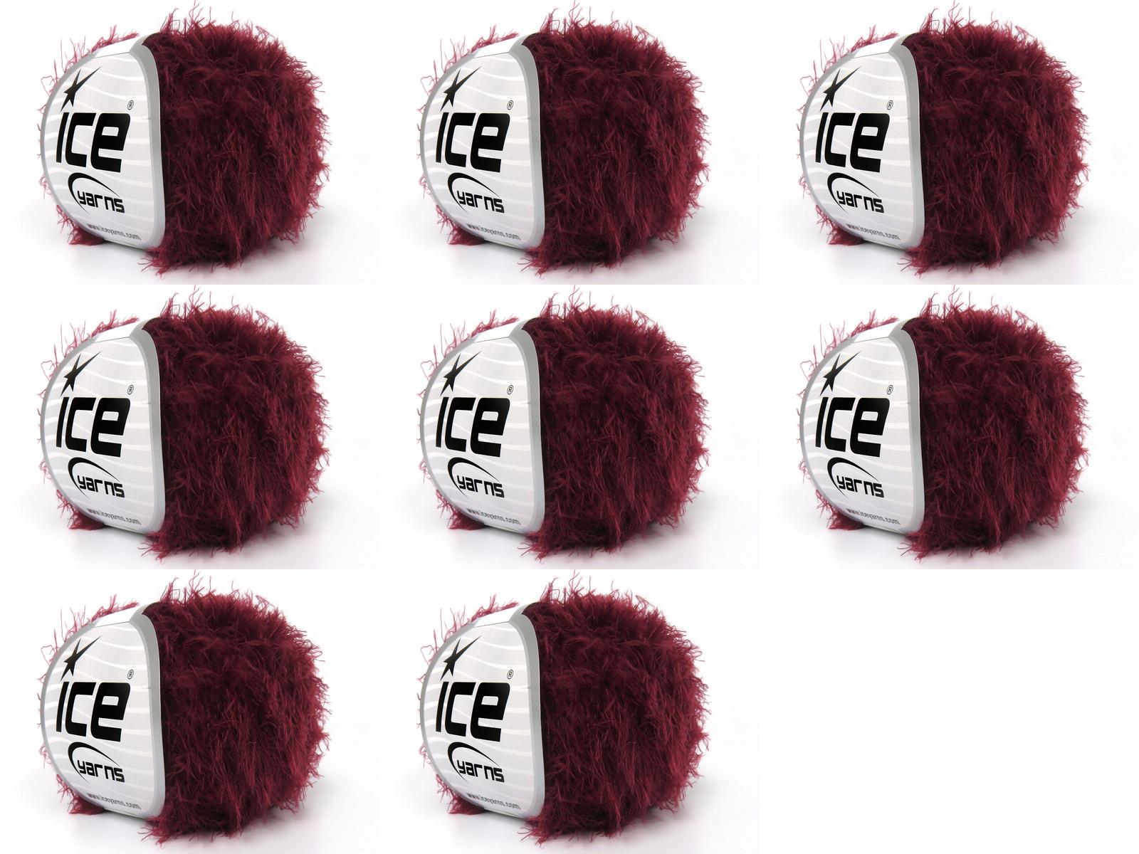 Lot of 8 Skeins Ice Yarns TECHNO Hand Knitting Yarn Dark Burgundy
