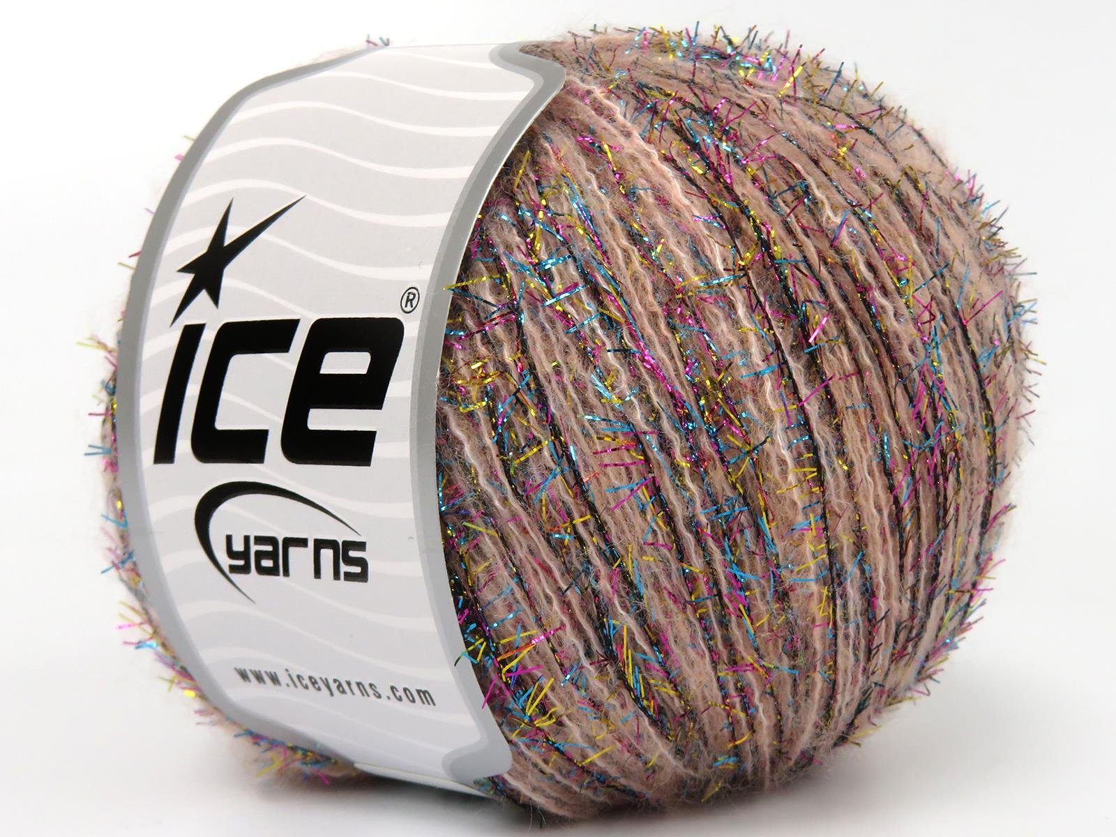 Lot of 8 Skeins Ice Yarns TOMMY WOOL GLITZ (7% Wool) Yarn Light Salmon Black Turquoise Pink Gold