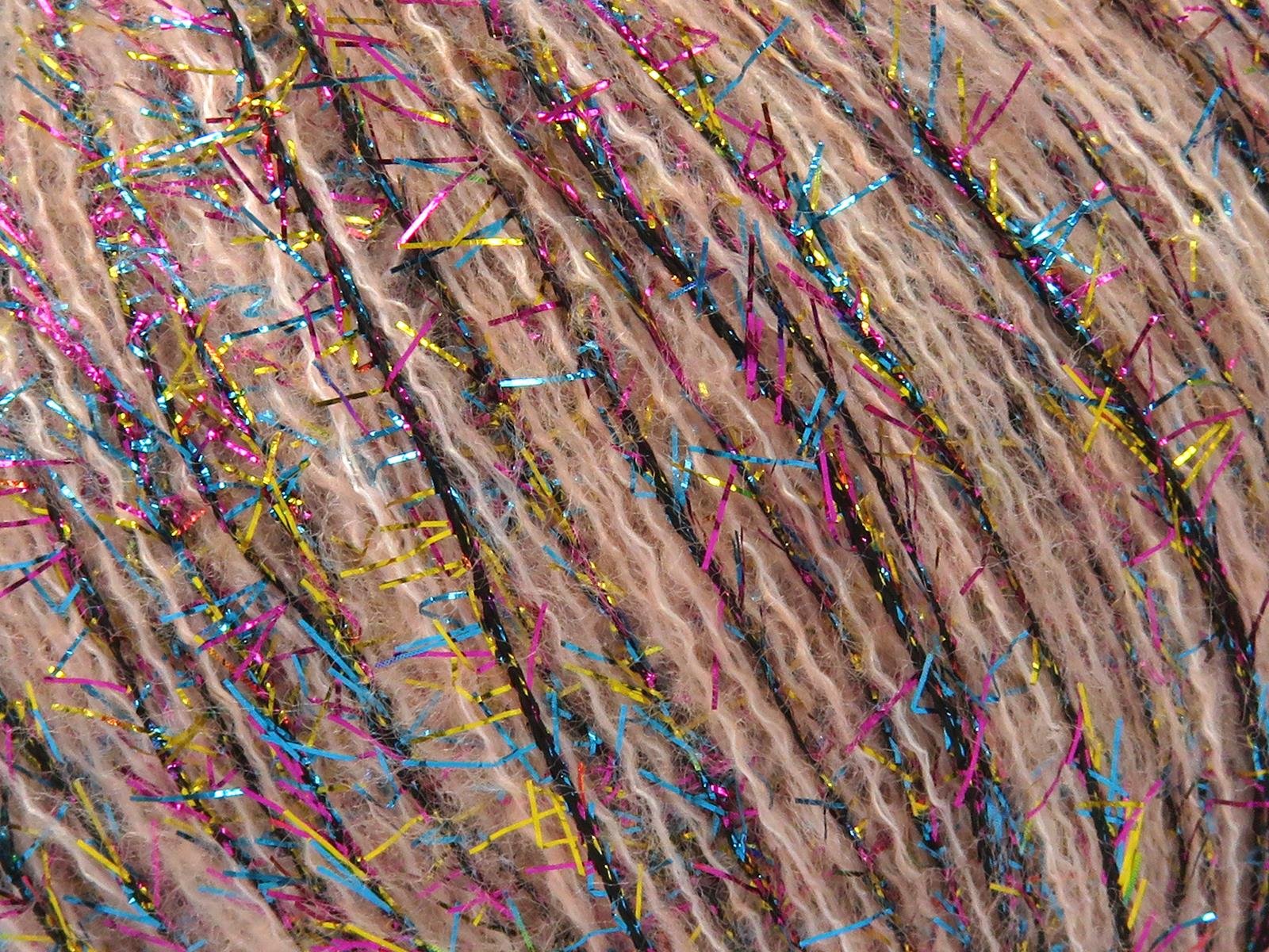 Lot of 8 Skeins Ice Yarns TOMMY WOOL GLITZ (7% Wool) Yarn Light Salmon Black Turquoise Pink Gold