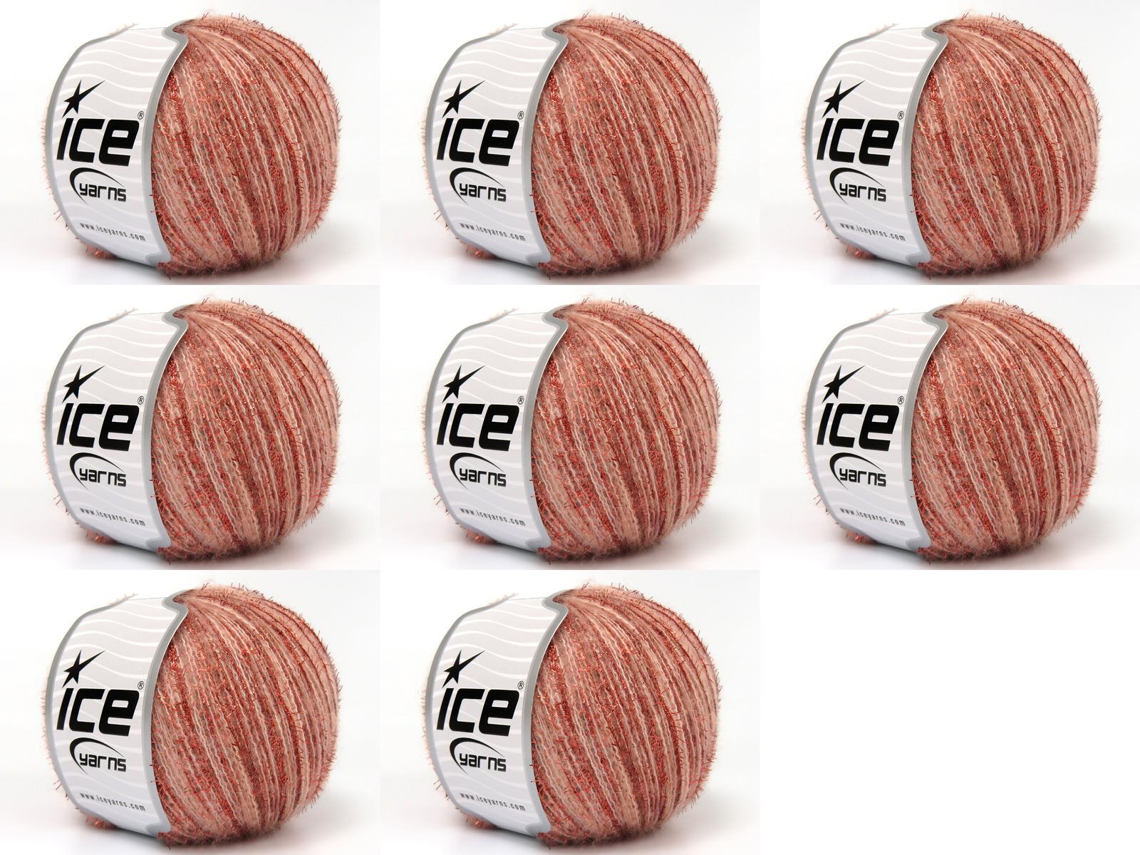 Lot of 8 Skeins Ice Yarns TOMMY WOOL GLITZ (7% Wool) Yarn Light Salmon Copper