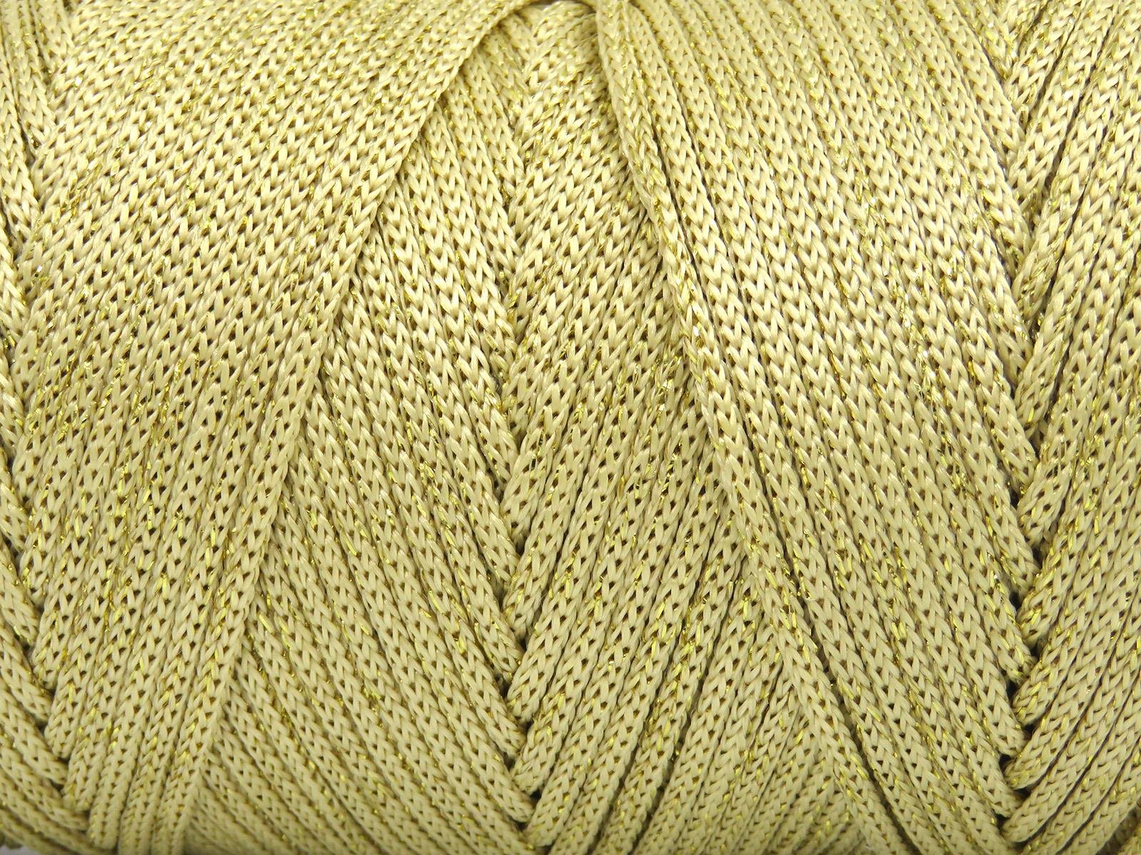 Macrame Bulky Glitz Cream, Gold