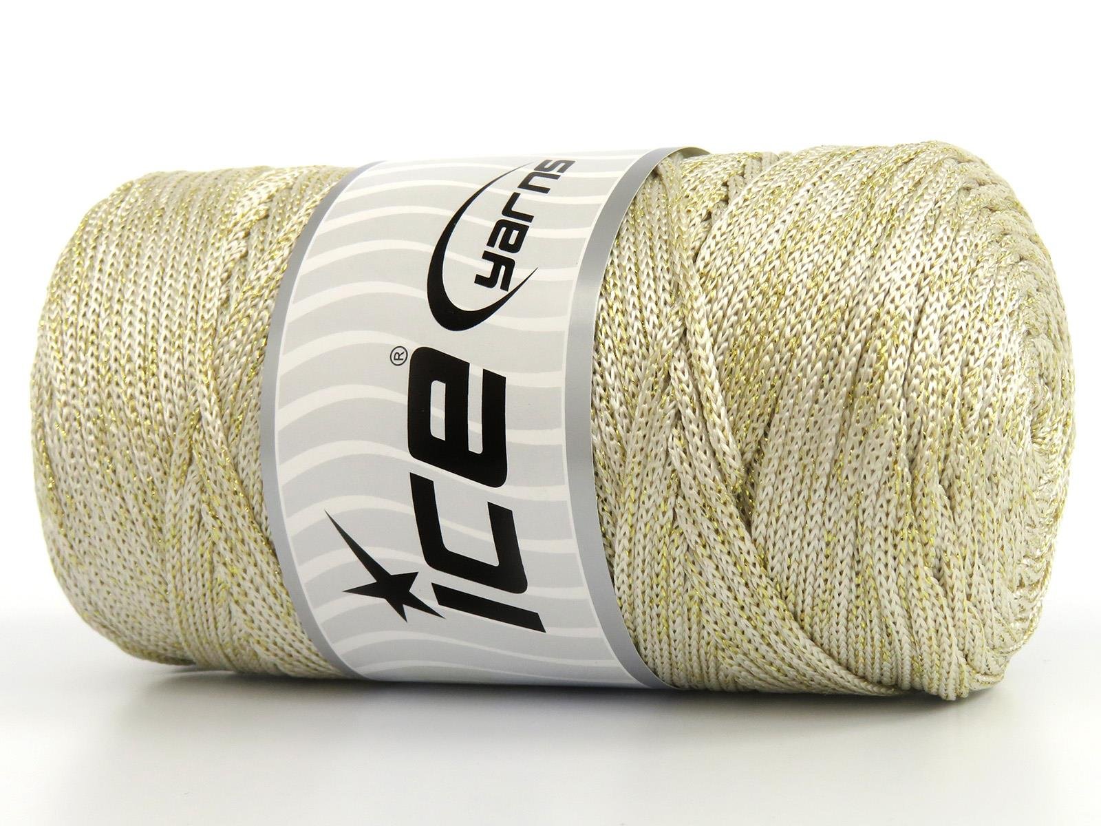 Macrame Bulky Glitz Cream, Gold