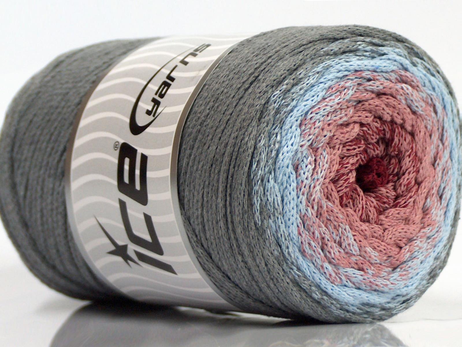 Macrame Cotton Magic Blue, Grey, Salmon Shades