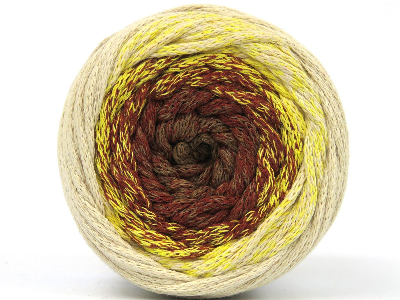 Macrame Cotton Magic Cream, Yellow, Brown Shades