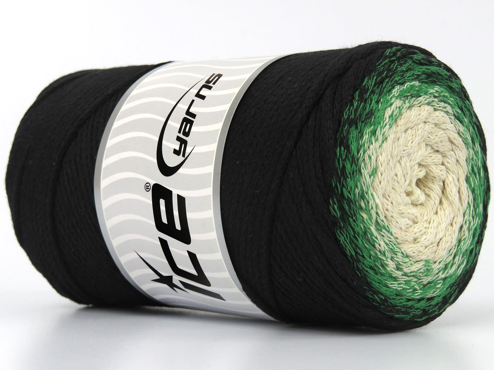 Macrame Cotton Magic Green, Black, Cream
