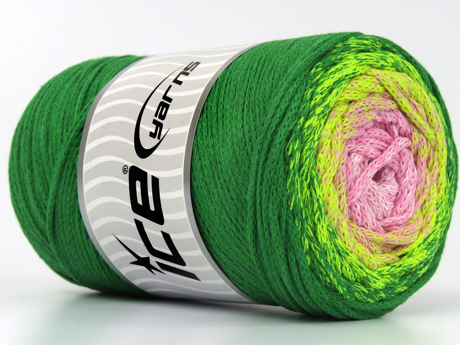 Macrame Cotton Magic Pink, White, Green Shades