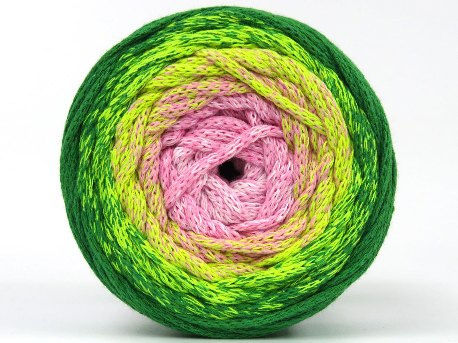 Macrame Cotton Magic Pink, White, Green Shades