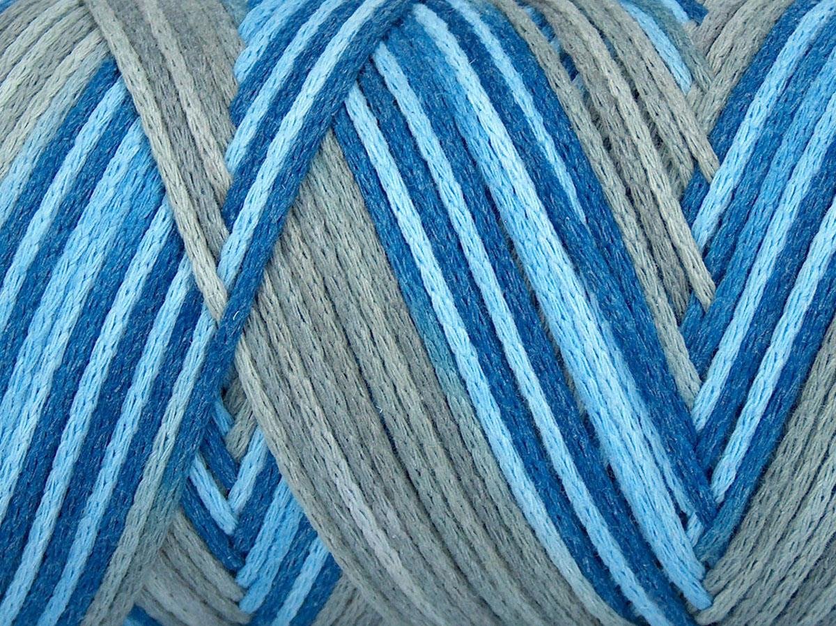 Macrame Cotton Print Blue Shades, Grey Shades