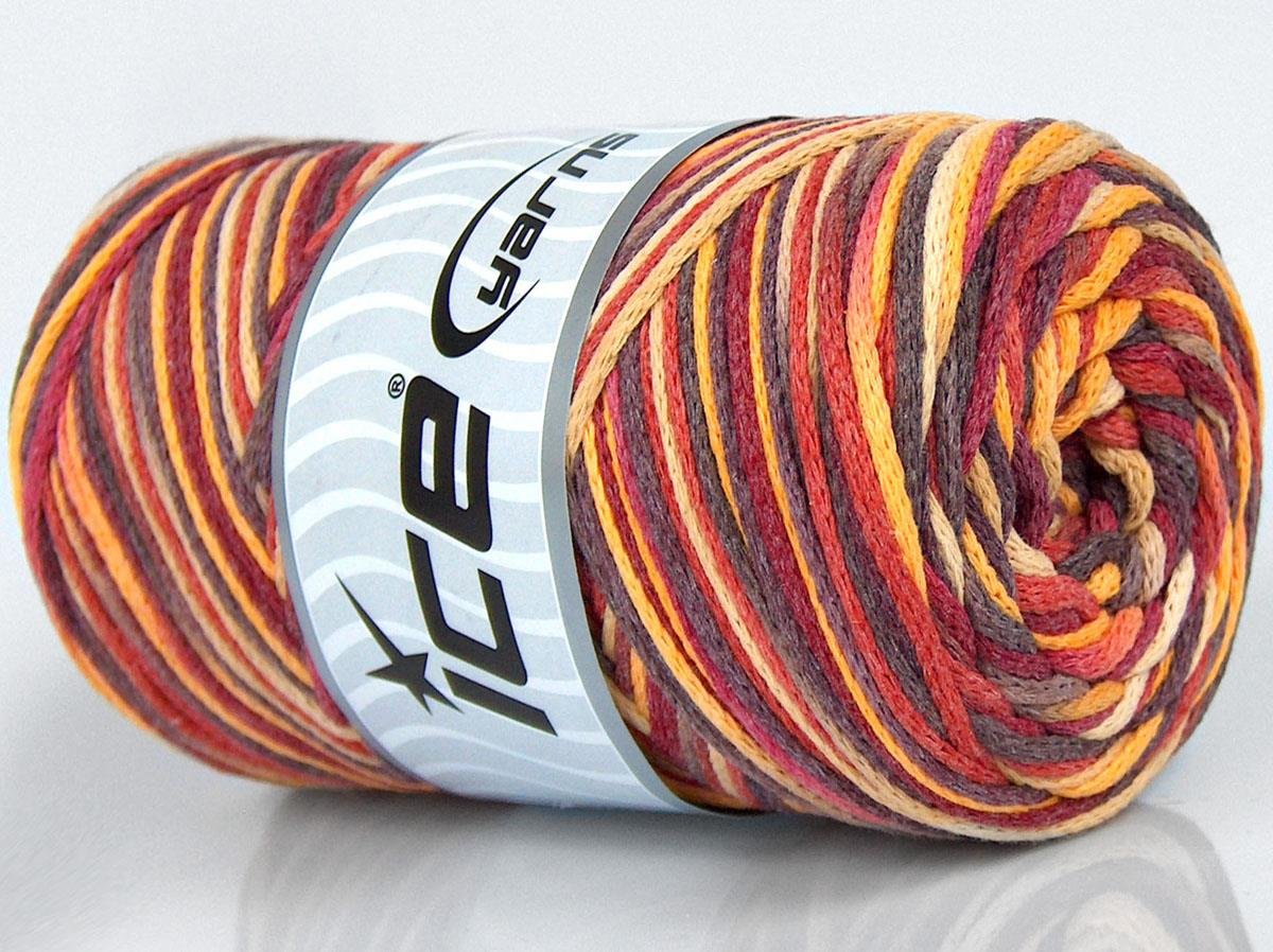 Macrame Cotton Print Brown, Pink, Red, Gold