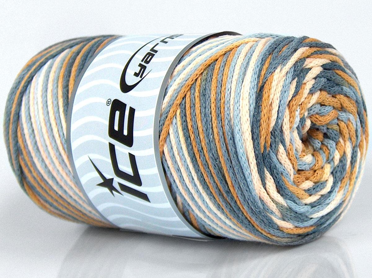 Macrame Cotton Print Light Brown, Cream Shades, Grey Shades