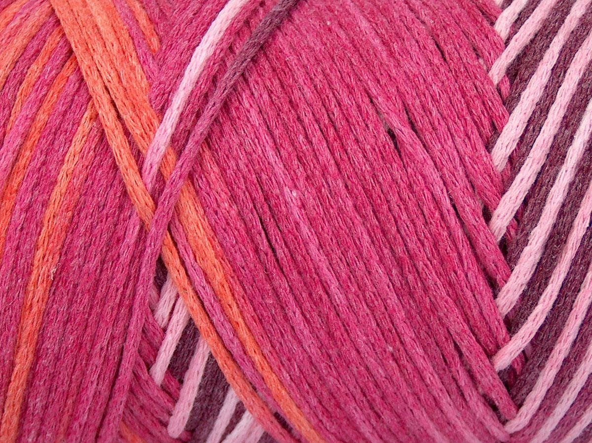 Macrame Cotton Print Orange, Maroon, Pink Shades