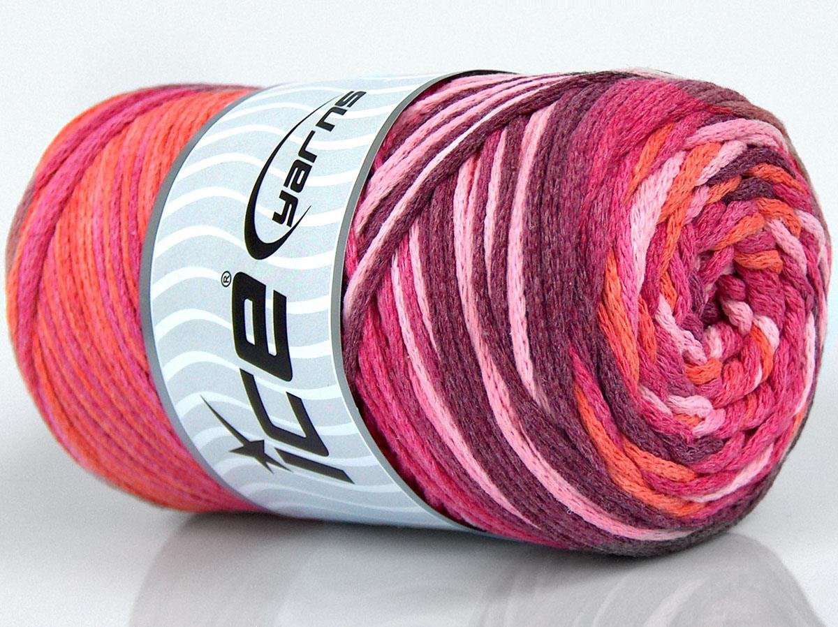 Macrame Cotton Print Orange, Maroon, Pink Shades