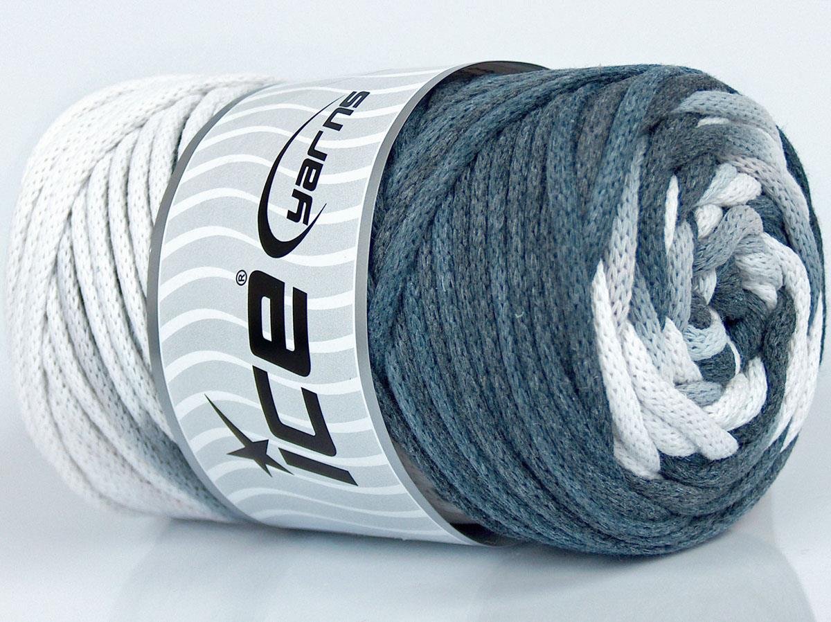 Macrame VisCot Color 3mm White, Grey Shades