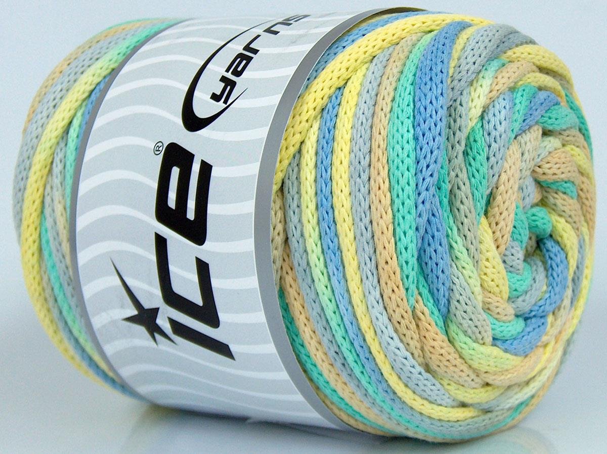 Macrame VisCot Color 5mm Light Grey, Green Shades, Light Yellow