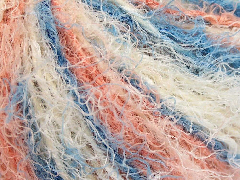 Modena Viscose Blue, White, Salmon