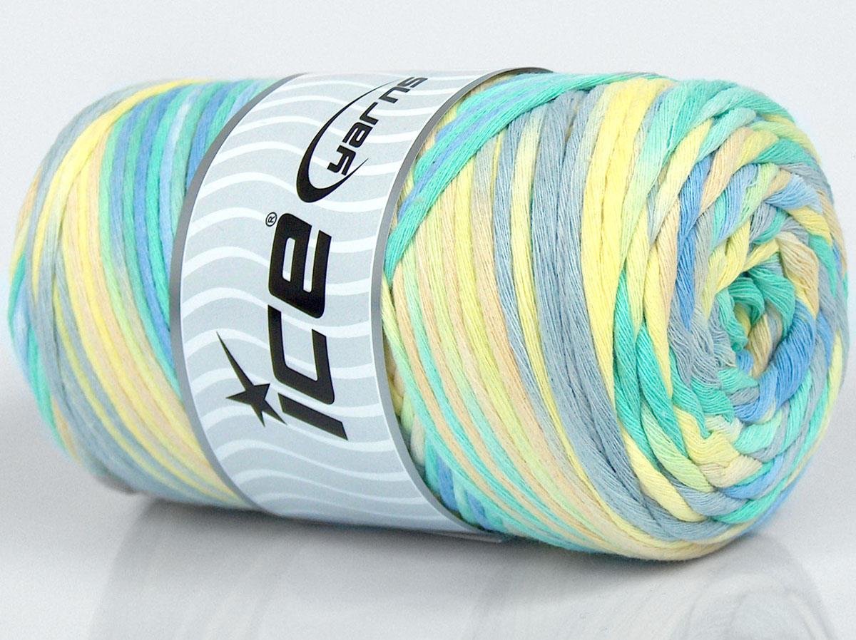 Natural Cotton Color 3mm Light Grey, Green Shades, Light Yellow