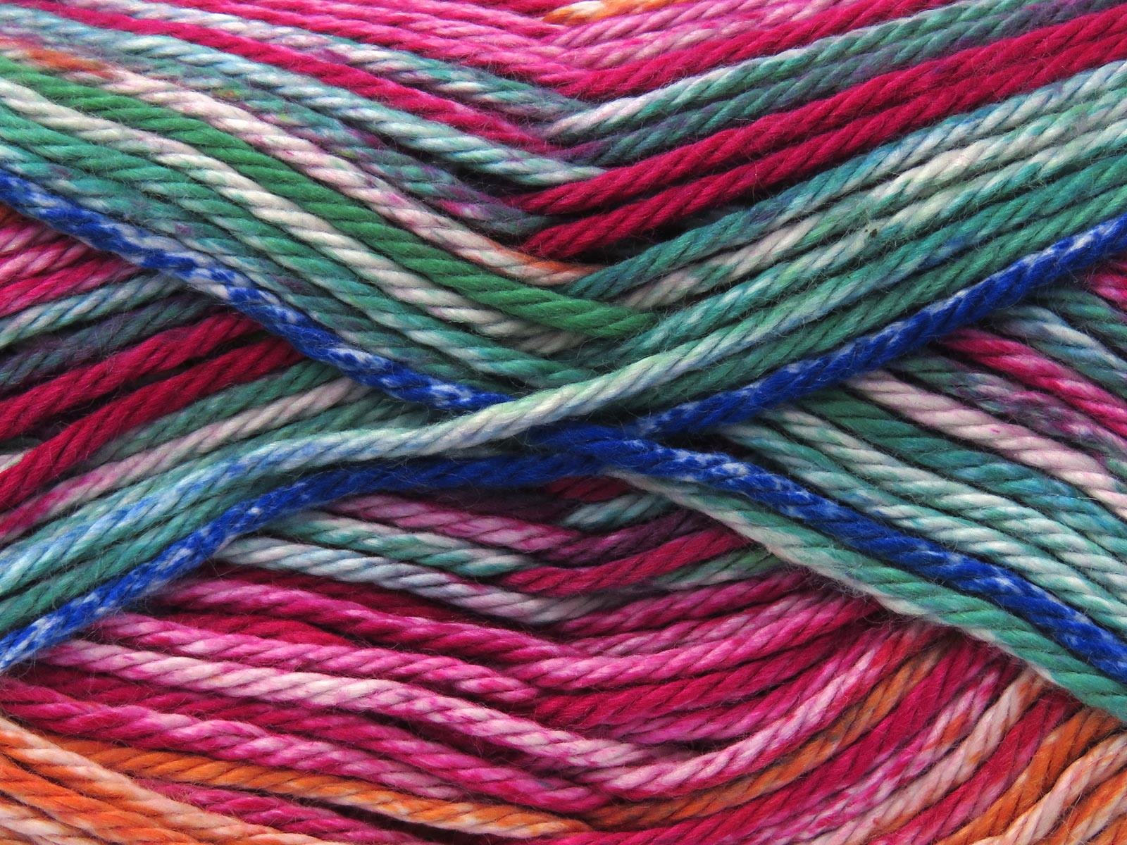 Noble Cotton Print Fuchsia, Green Shades, Blue Shades