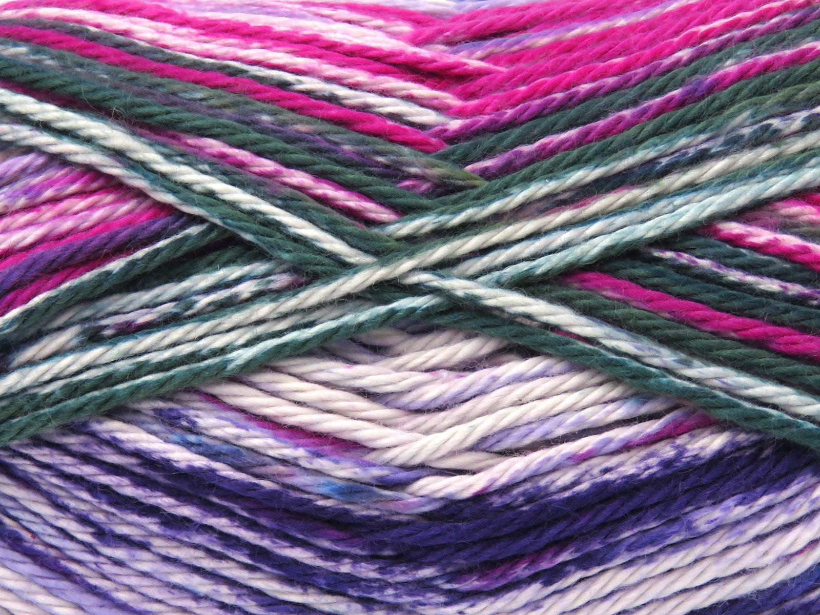 Noble Cotton Print Green, Pink Shades, Beige, Purple Shades