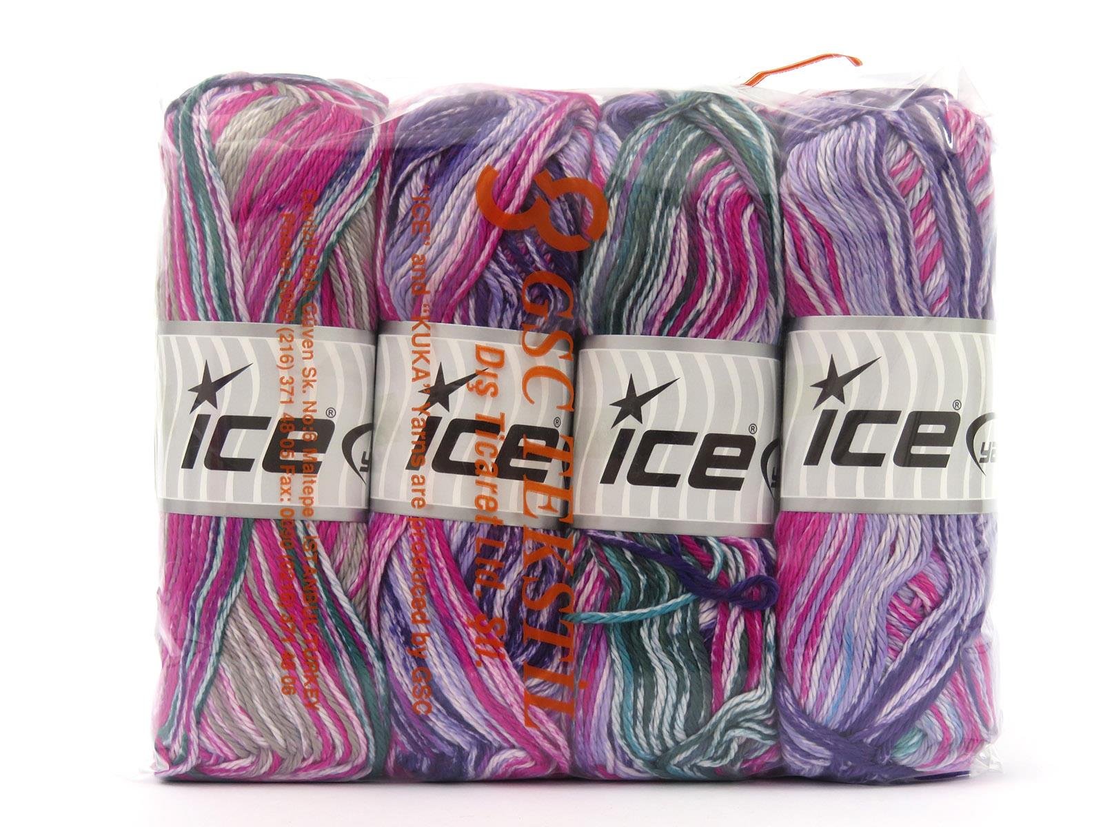 Noble Cotton Print Green, Pink Shades, Beige, Purple Shades