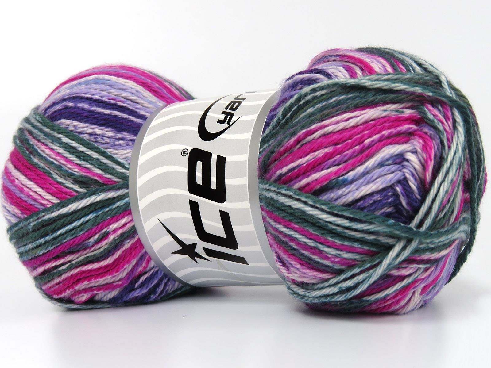 Noble Cotton Print Green, Pink Shades, Beige, Purple Shades