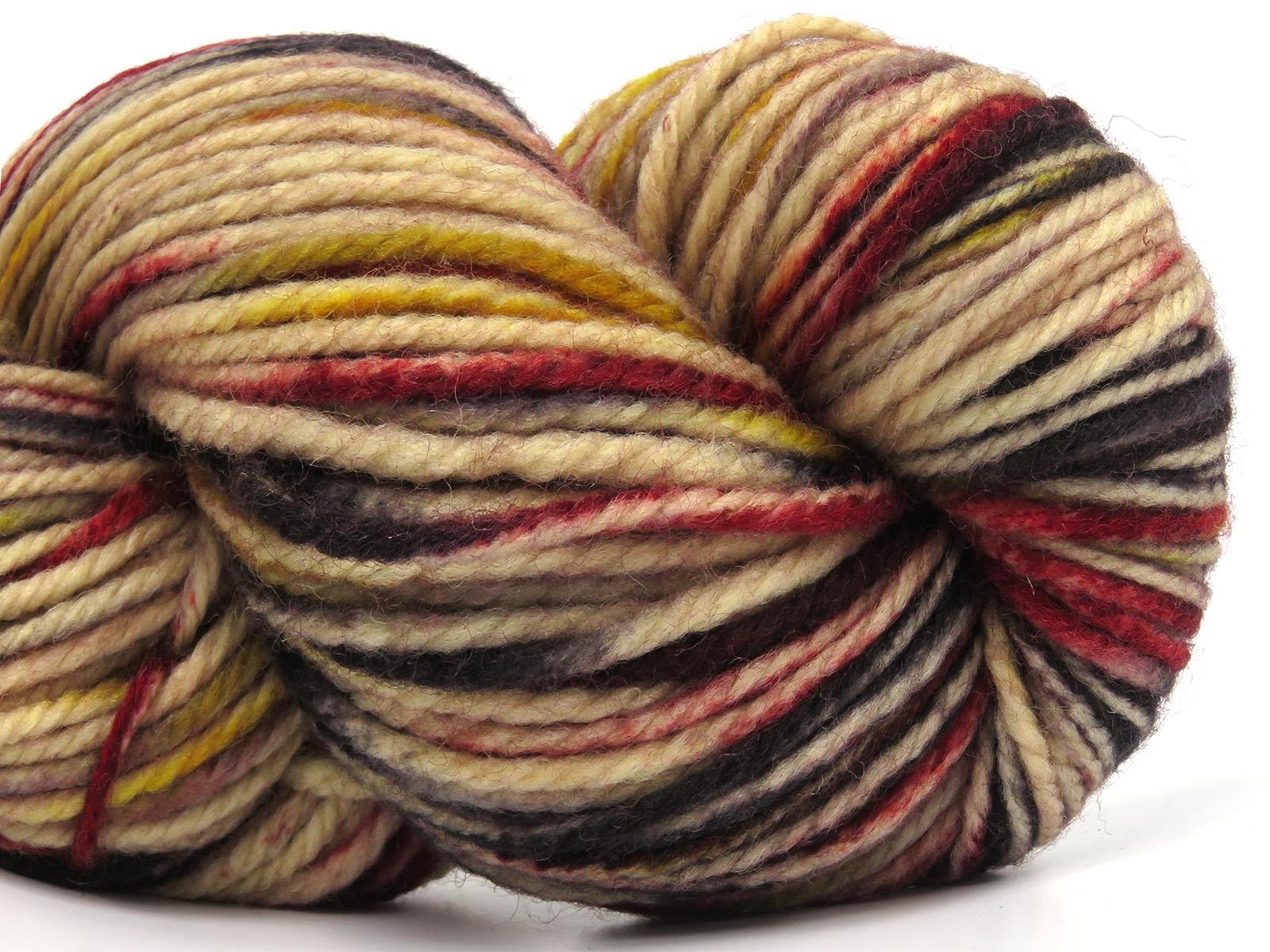 Organic Wool Bulky Hand Paint Black, Red, Cream, Gold, Copper