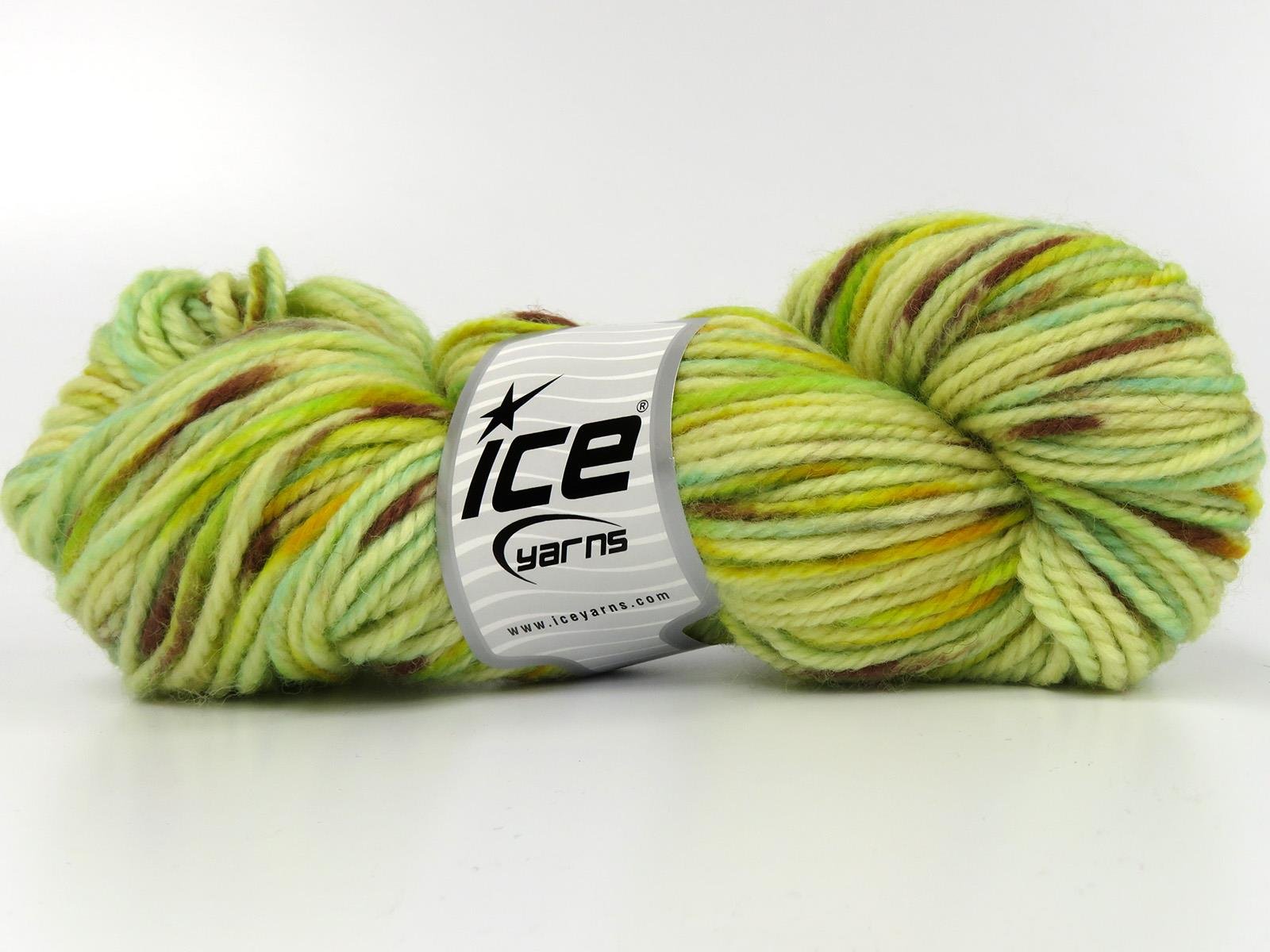 Organic Wool Bulky Hand Paint Brown, Cream, Gold, Green Shades