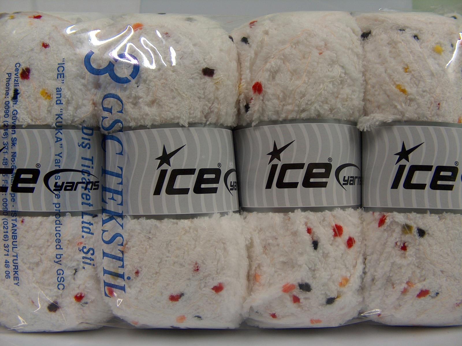 Puffy PomPom White, Rainbow