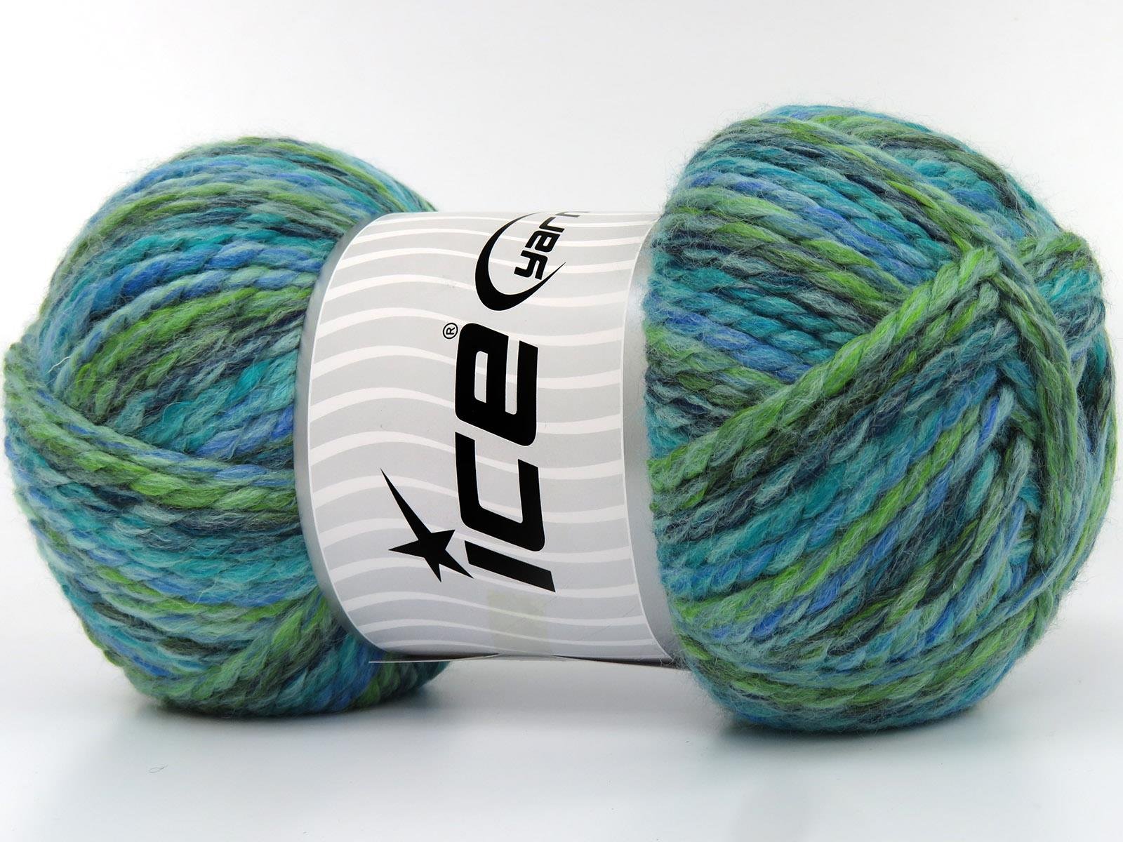 Puzzle Wool Chunky Blue, Grey, Green Shades