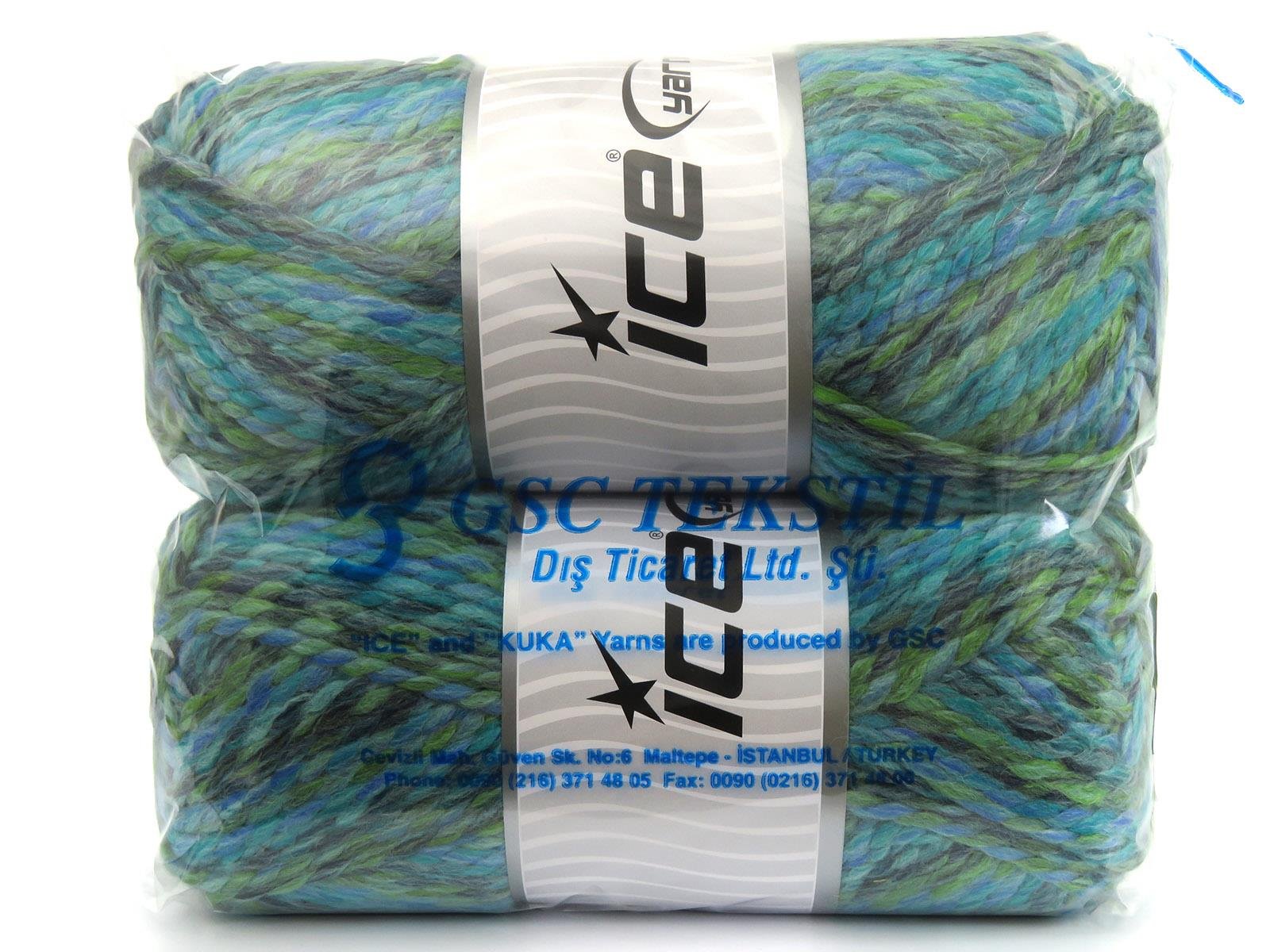 Puzzle Wool Chunky Blue, Grey, Green Shades