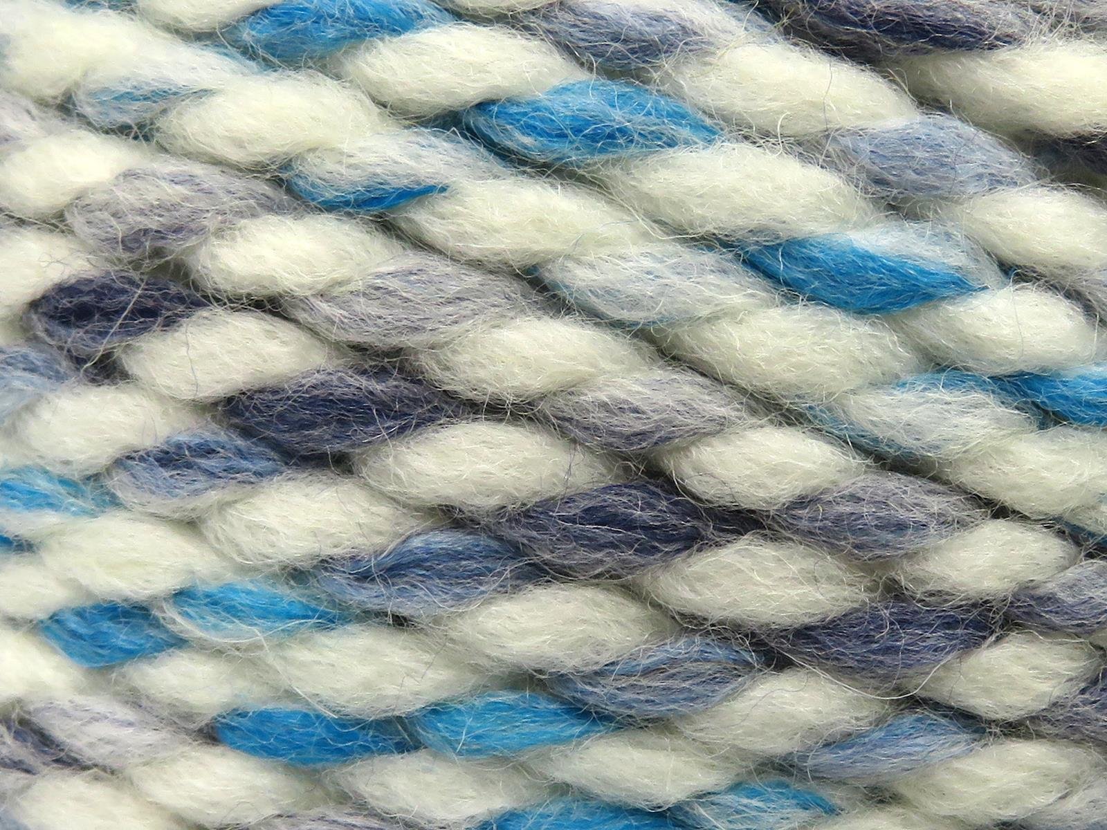 Puzzle Wool Chunky White, Blue Shades