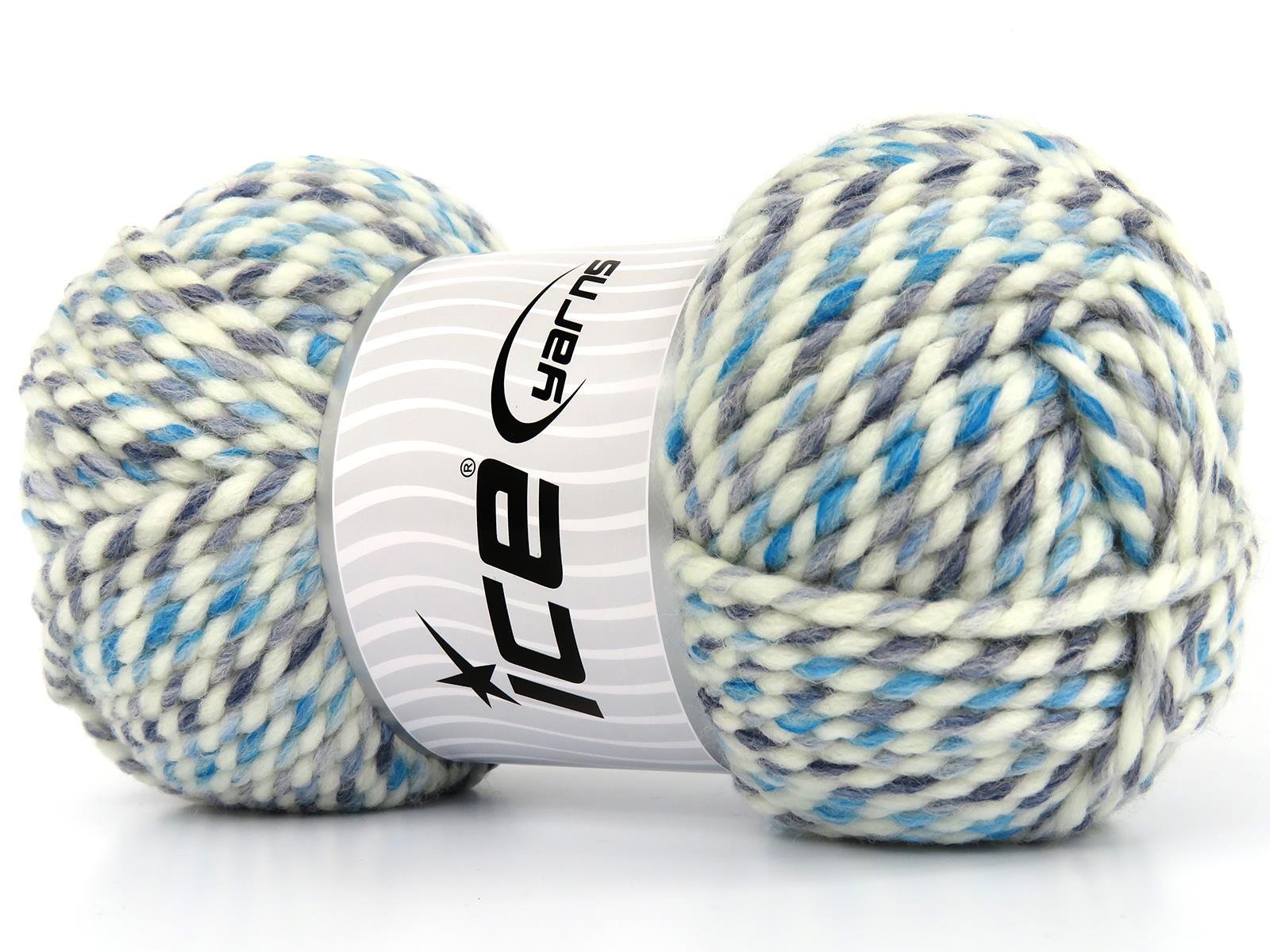 Puzzle Wool Chunky White, Blue Shades