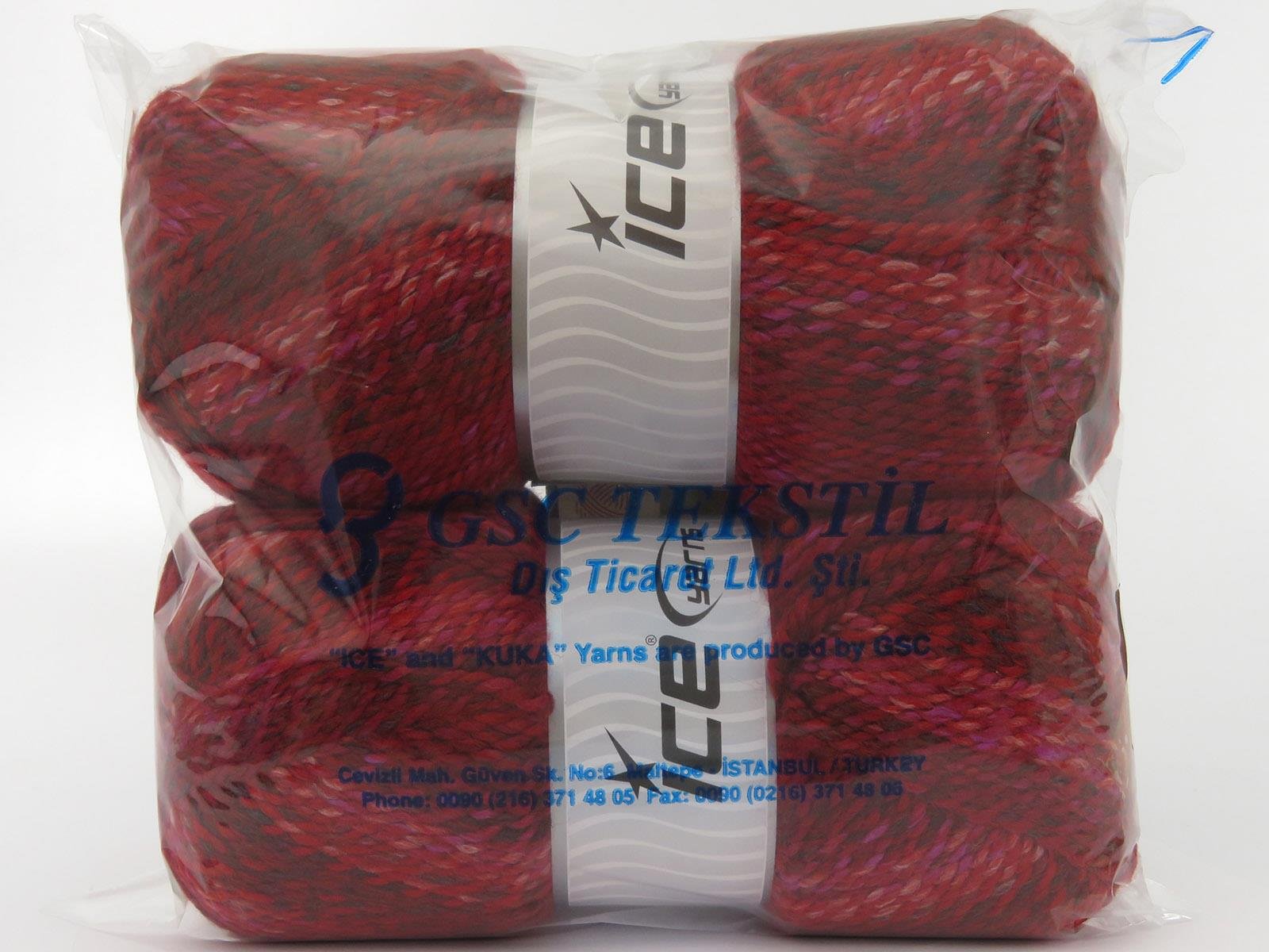Puzzle Wool Worsted Black, White, Lilac, Red Shades