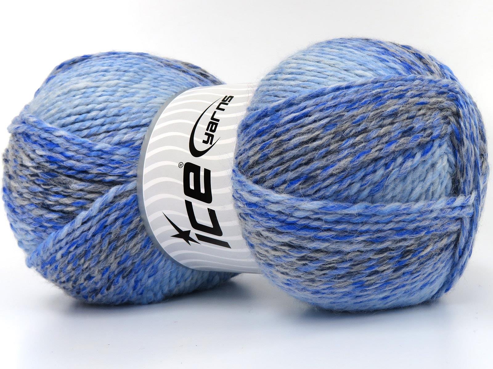Puzzle Wool Worsted Blue Shades, Grey Shades