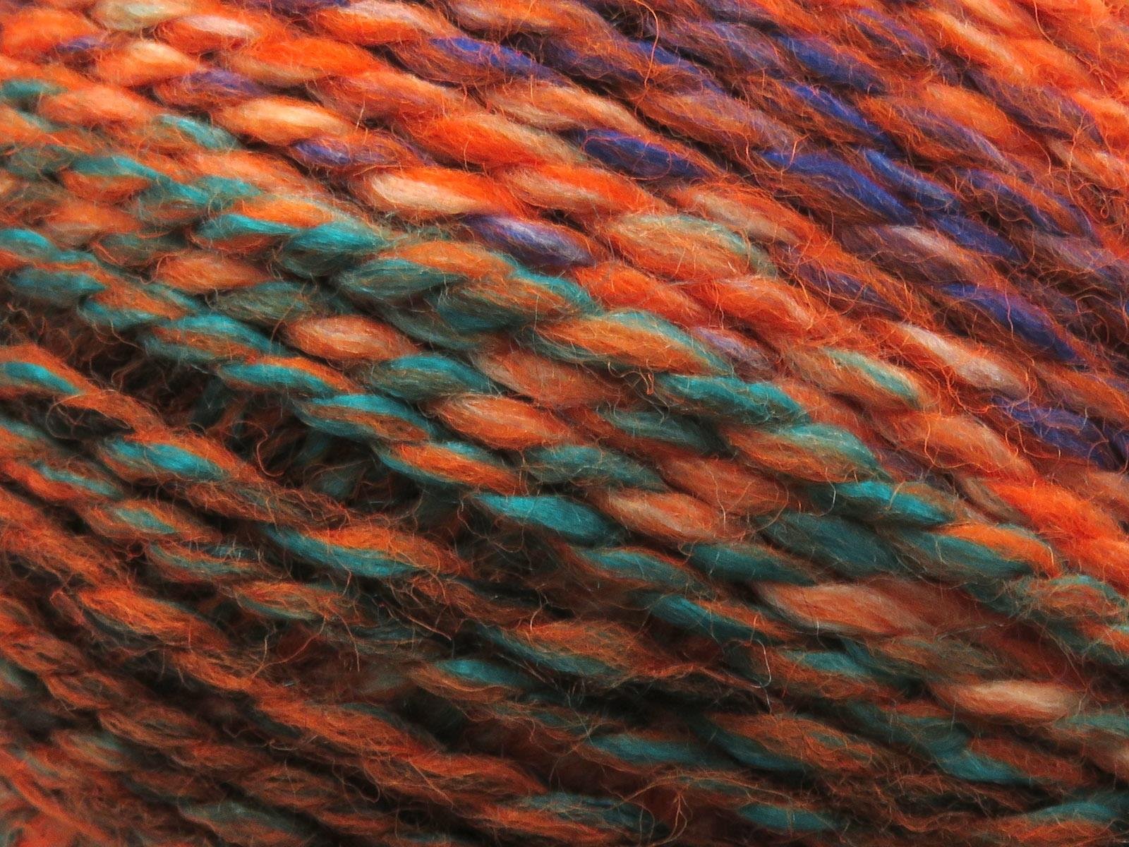 Puzzle Wool Worsted Green, Black, Purple, Orange Shades