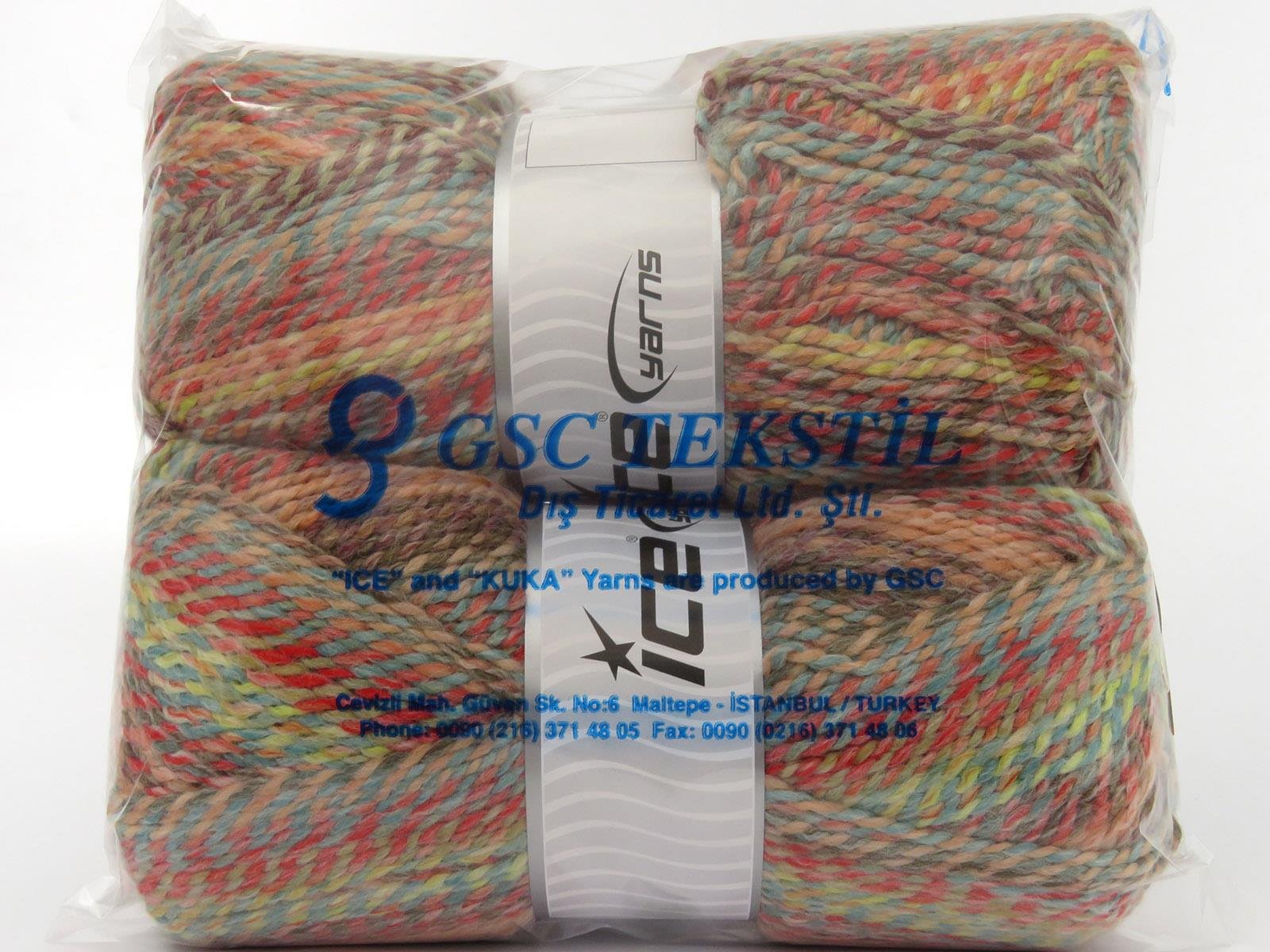 Puzzle Wool Worsted Green, Turquoise, Camel, Salmon Shades