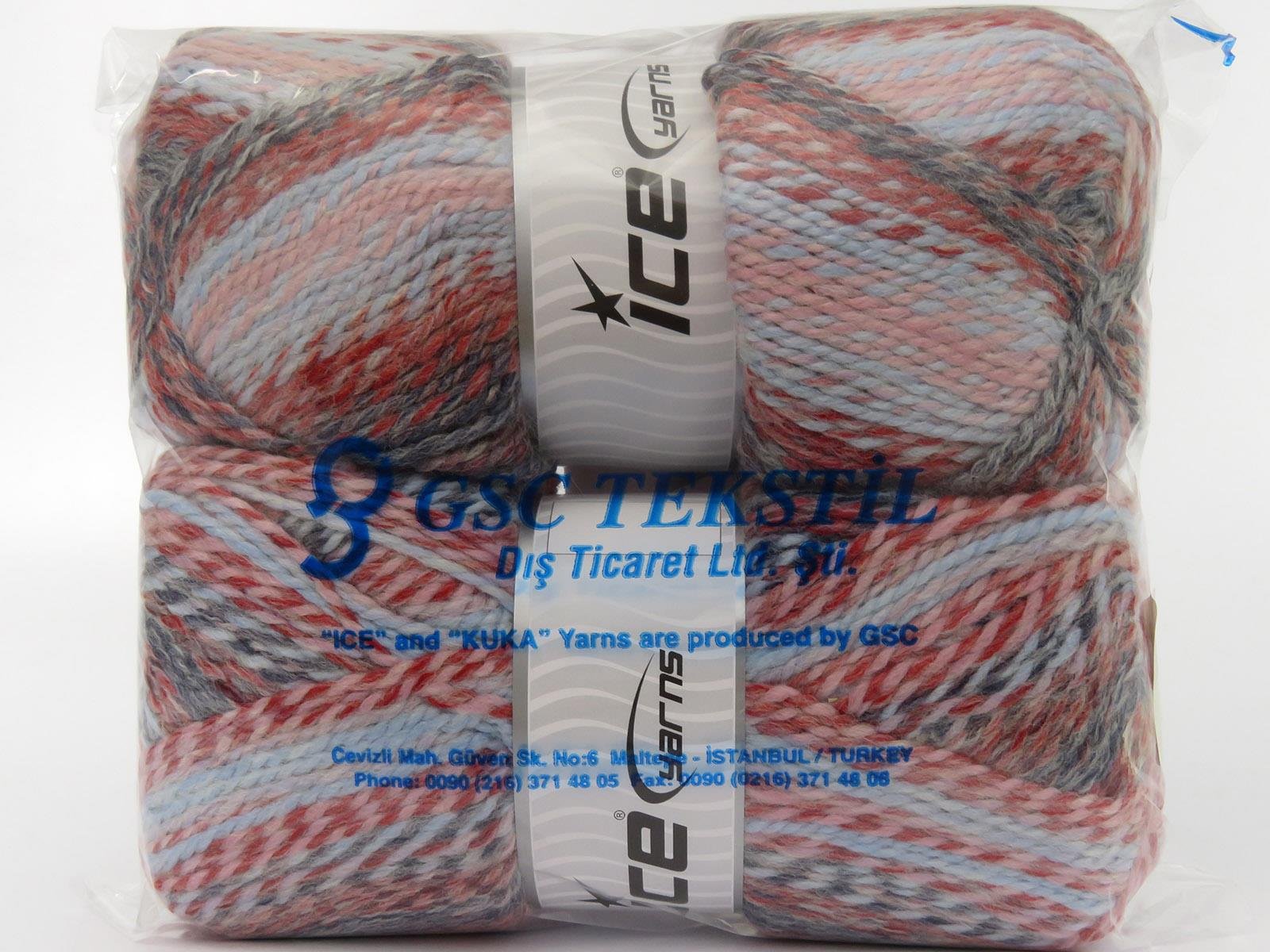 Puzzle Wool Worsted Pink, Red, Blue Shades