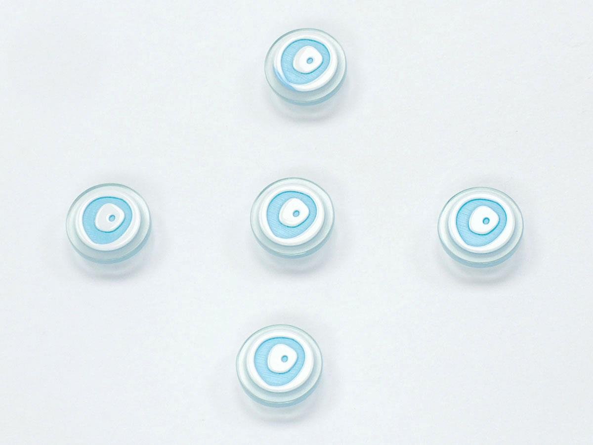 Sale Button Blue, White 15mm long