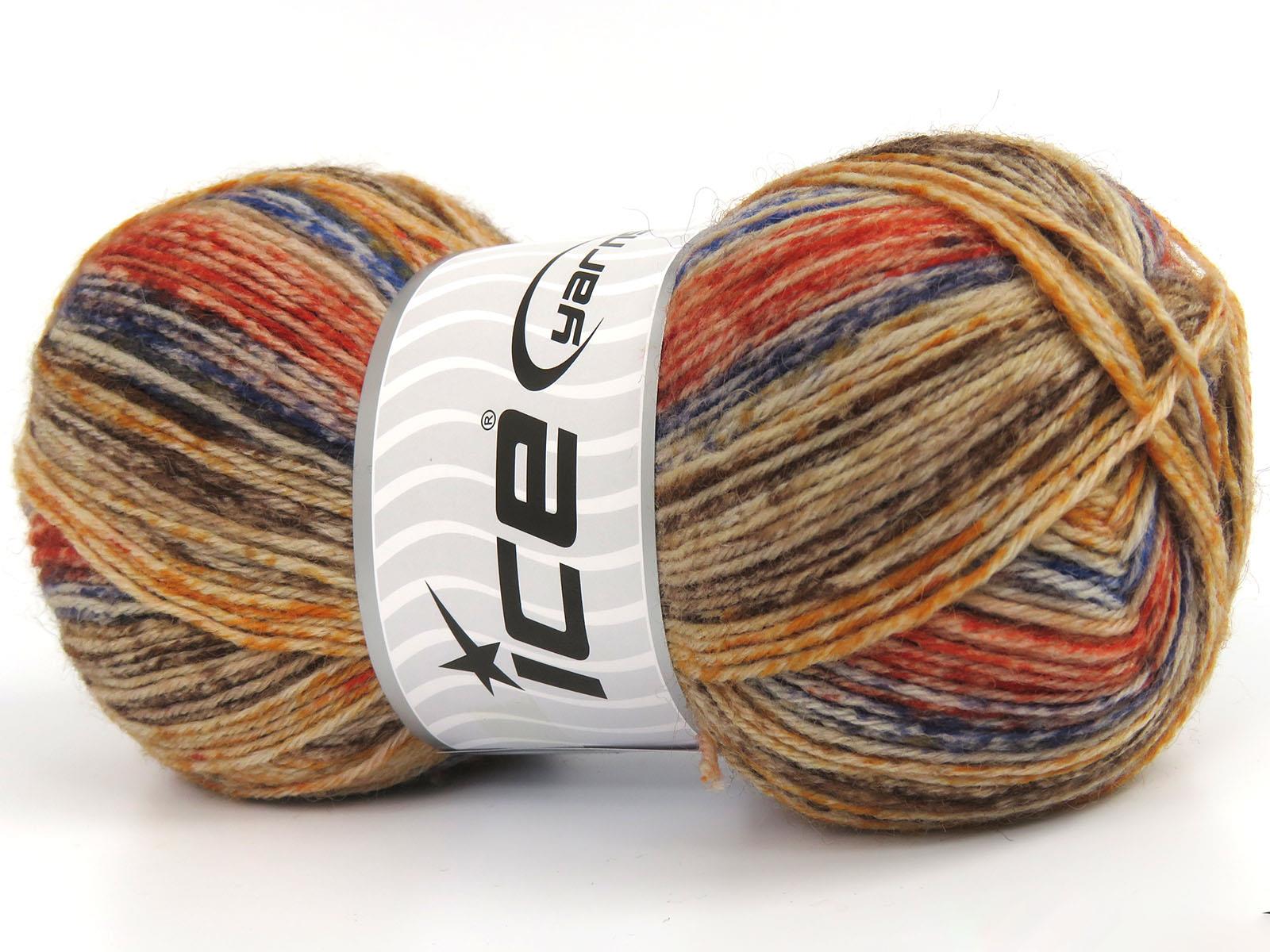 Sock Varicolor Blue, Cream, Orange, Gold