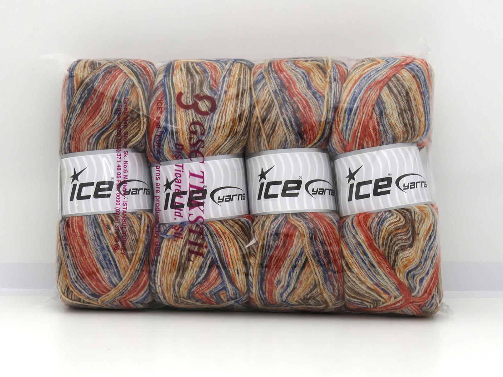 Sock Varicolor Blue, Cream, Orange, Gold