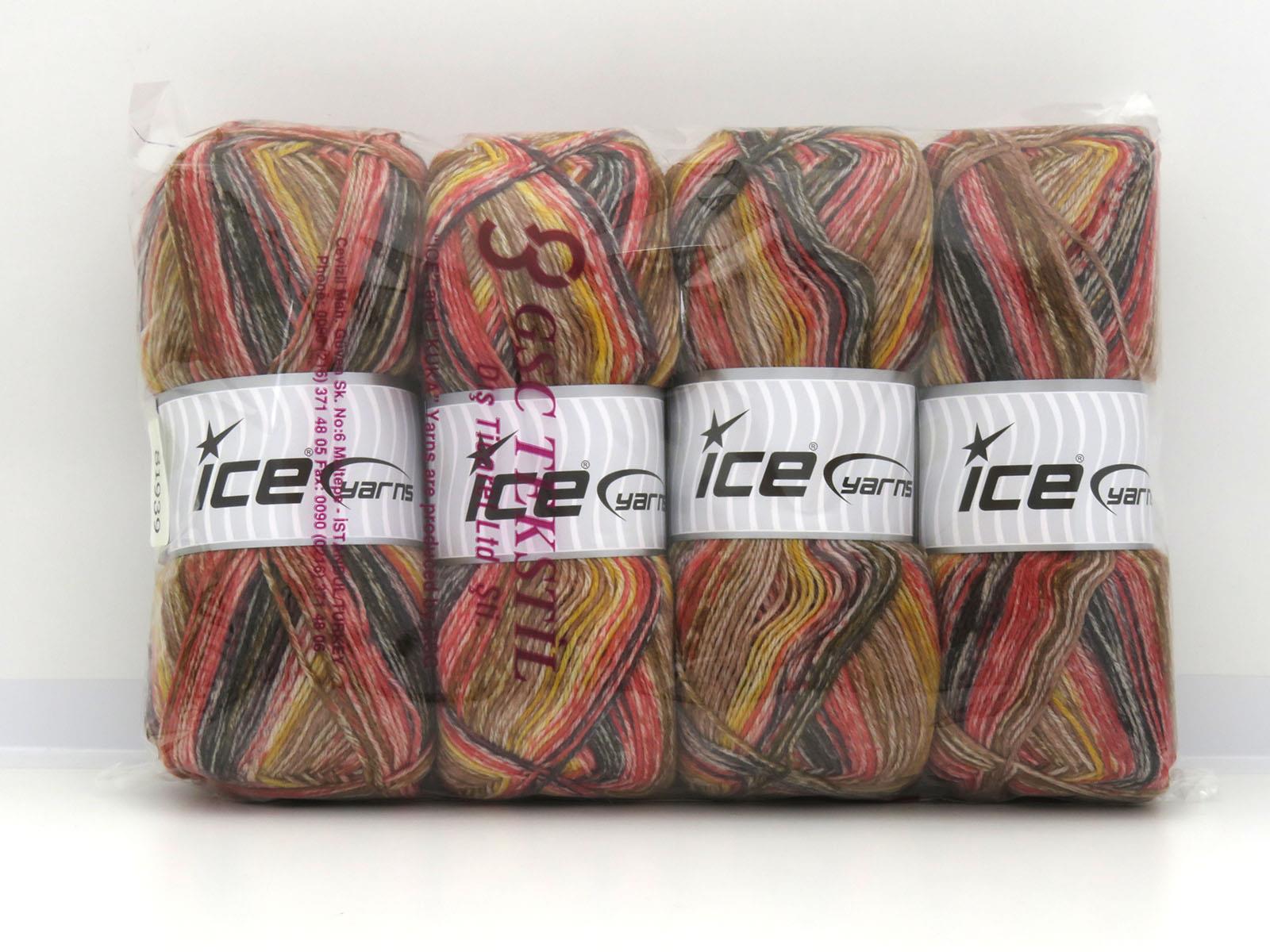 Sock Varicolor Brown, Black, Gold, Salmon