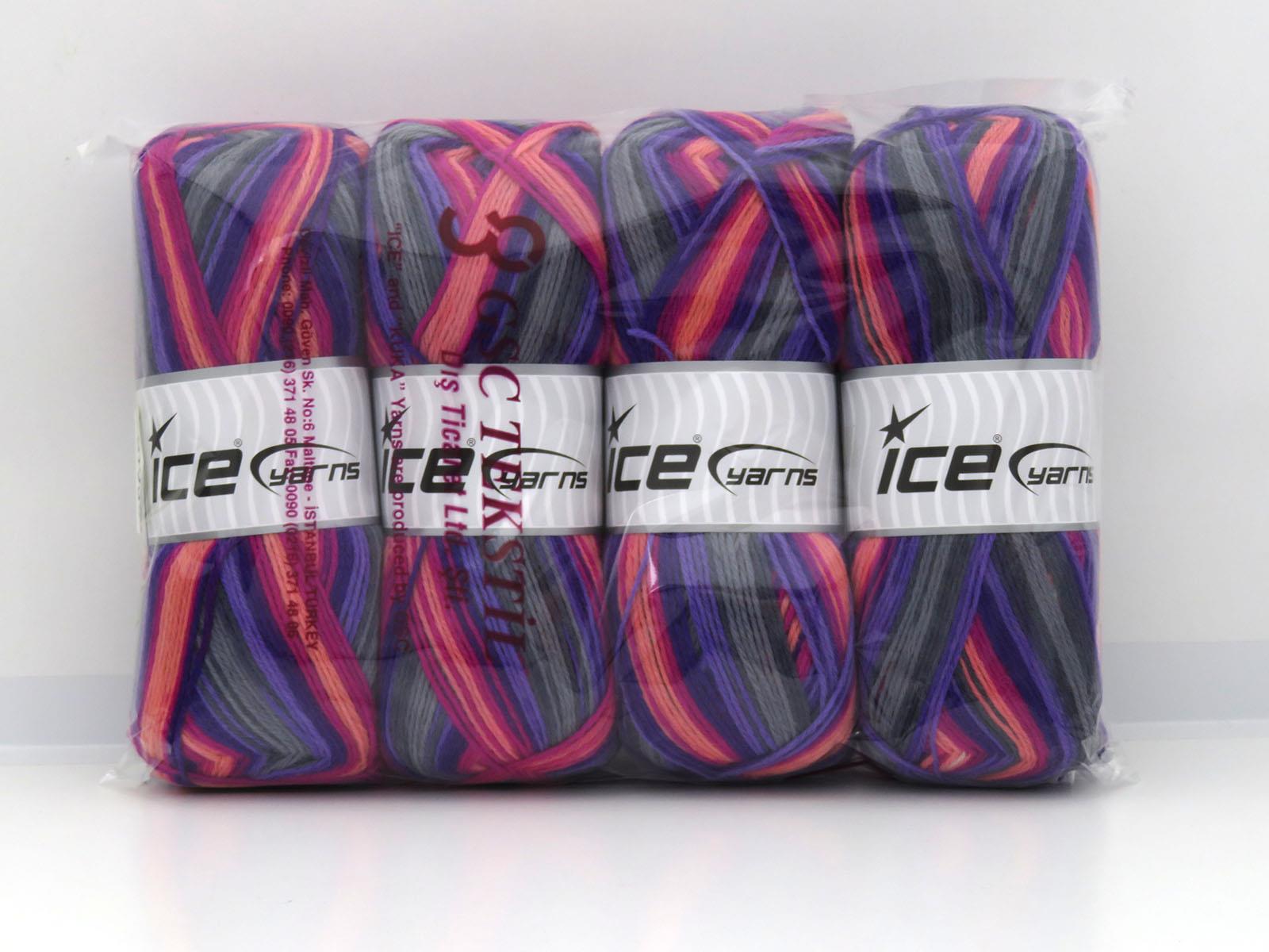 Sock Varicolor Fuchsia, Salmon, Lilac Shades, Grey Shades