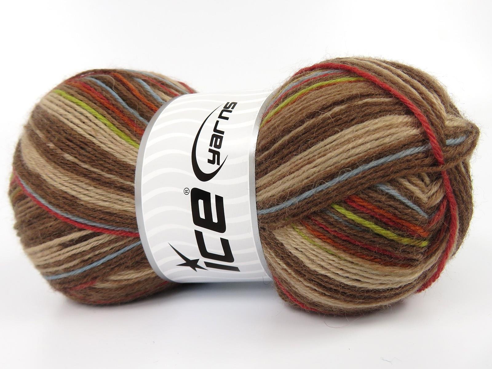 Sock Varicolor Green, Blue, Brown Shades, Copper
