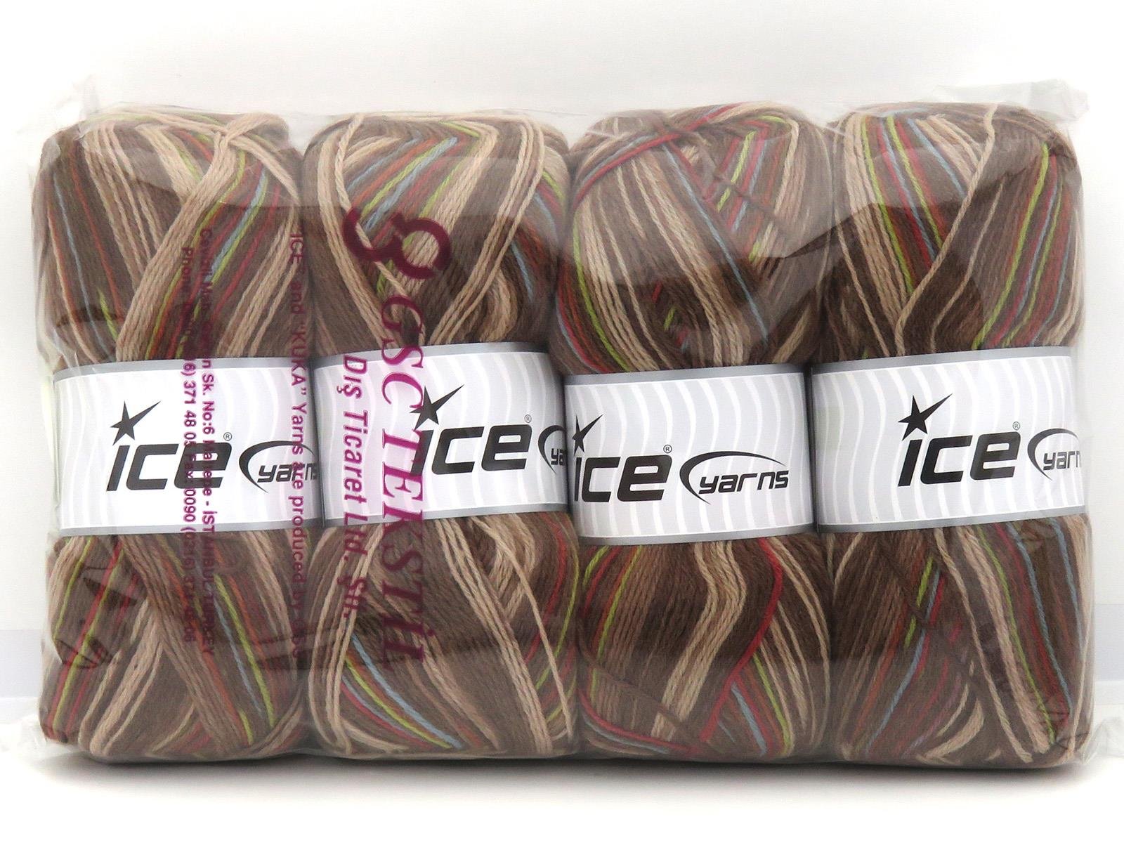 Sock Varicolor Green, Blue, Brown Shades, Copper