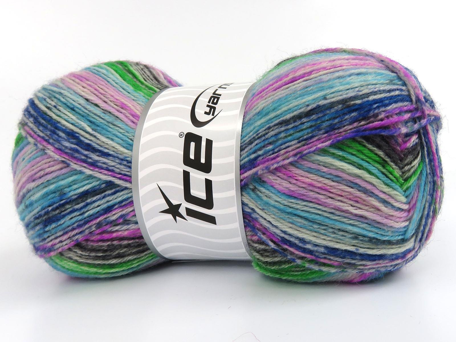 Sock Varicolor Green, Pink, Black, Blue, Turquoise