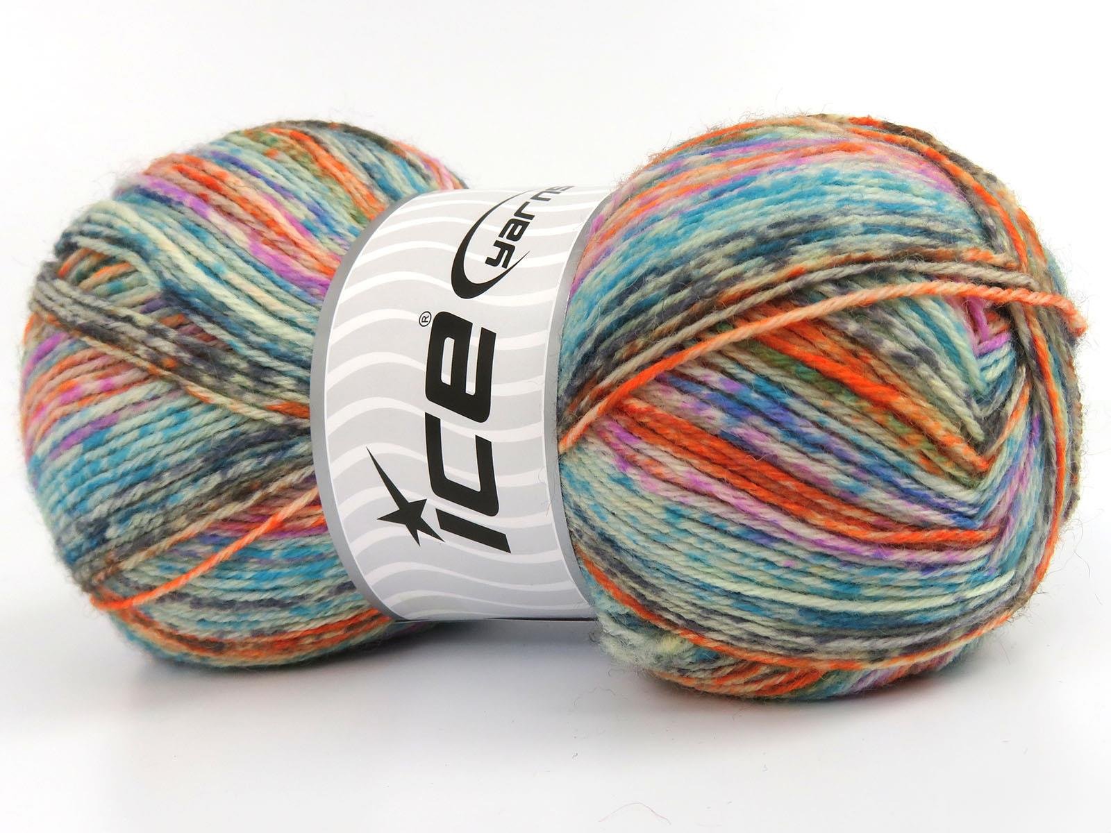 Sock Varicolor Green, Pink, Blue, Lilac, Turquoise, Neon Orange