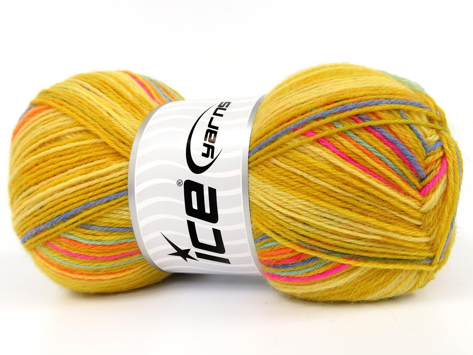 Sock Varicolor Pink, Blue, Orange, Turquoise, Gold Shades