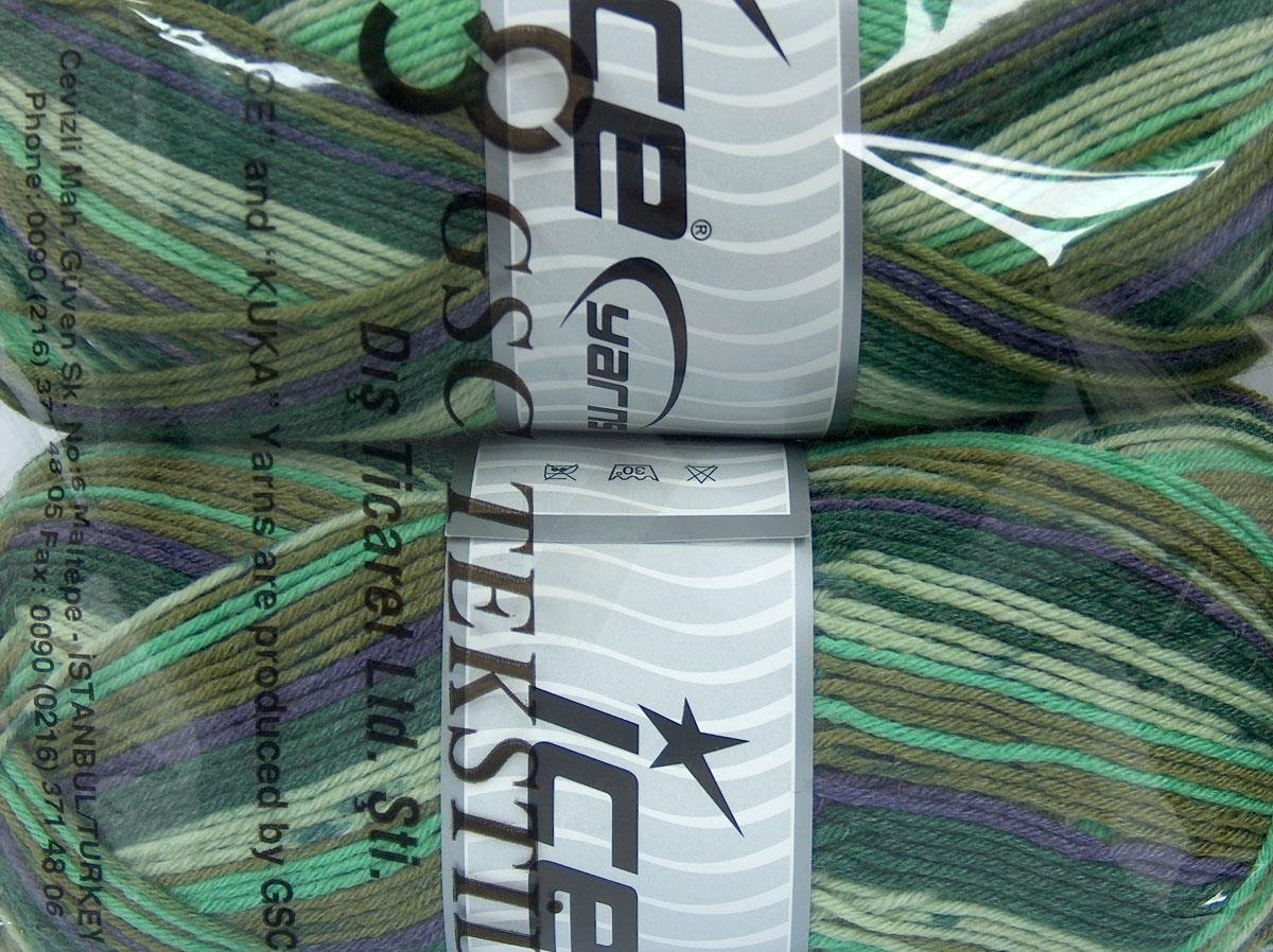 Virgin Wool Sock Purple, Green Shades